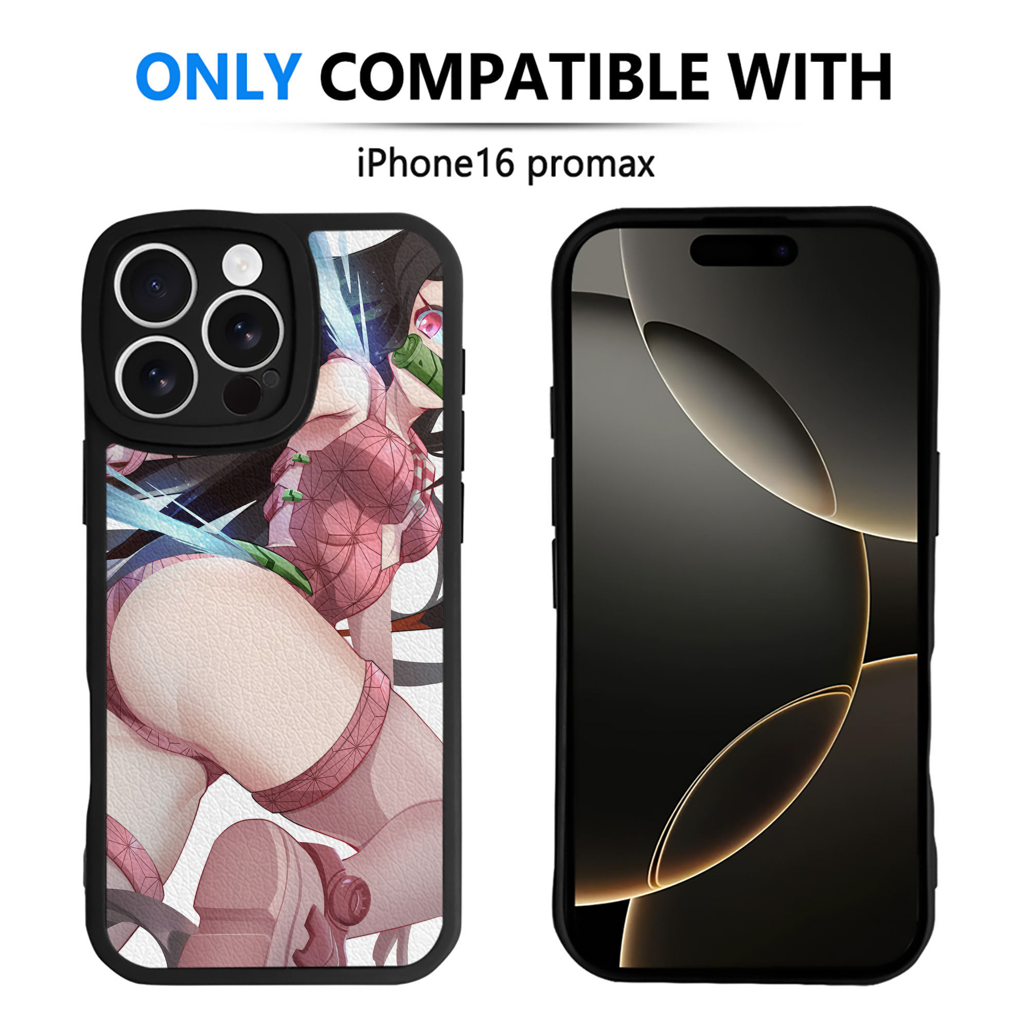 （画像用） 鬼滅の刃（きめつのやいば）竈門 禰󠄀豆子／かまど ねずこ Kamado Nezuko 【iPhone 16シリーズ対応】シリコンスマホケース（レザー調） 材質：シリコン